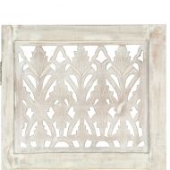 Ръчно резбован параван, 5 панела, бял, 200x165 cм, манго масив