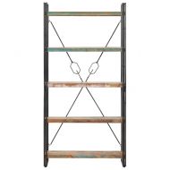 Библиотека с 5 рафта, 90x30x180 см, регенерирано дърво масив