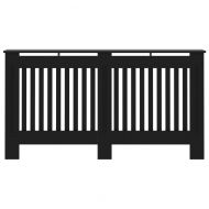 Параван за радиатор, черен, 152x19x81,5 см, МДФ