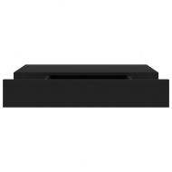 Окачен стенен рафт с чекмедже, черен, 48x25x8 см