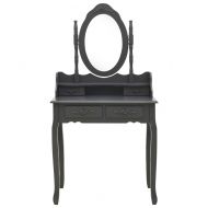 Комплект тоалетка с табуретка, сив, 75x69x140 см, пауловния