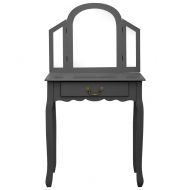 Тоалетка с табуретка, сива, 65x36x128 см, пауловния, МДФ