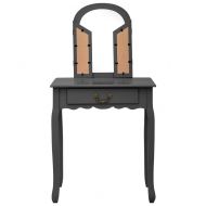 Тоалетка с табуретка, сива, 65x36x128 см, пауловния, МДФ