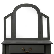 Тоалетка с табуретка, сива, 65x36x128 см, пауловния, МДФ