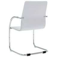 Конзолен офис стол, бял, изкуствена кожа