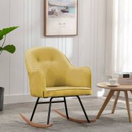 Люлеещ се стол, горчица, кадифе