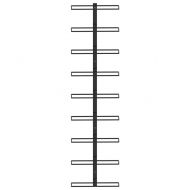 Стойка за вино за 9 бутилки, стенен монтаж, черна, желязо