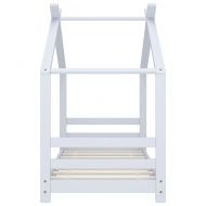 Рамка за детско легло, бяла, борово дърво масив, 70x140 см