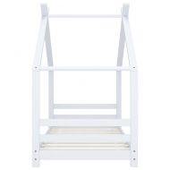 Рамка за детско легло, бяла, борово дърво масив, 80x160 см