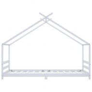 Рамка за детско легло, бяла, бор масив, 90х200 см