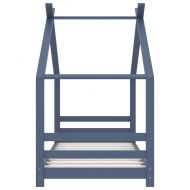 Рамка за детско легло, сива, борово дърво масив, 80x160 см