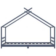 Рамка за детско легло, сива, борово дърво масив, 90х200 см