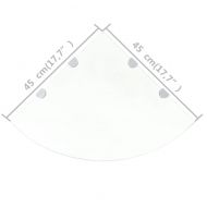 Ъглови рафтове, 2 бр, прозрачно стъкло с държачи хром, 45x45 см