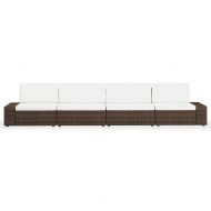 Градински комплект, 4 части, кафяв полиратан