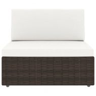 Градински лаундж комплект, 10 части, кафяв полиратан