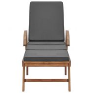 Шезлонги с шалтета, 2 бр, тиково дърво масив, тъмносиви