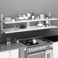 Стенни рафтове на 2 нива, 2 бр, неръждаема стомана, 200x30 см