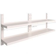 Стенни рафтове на 2 нива, 2 бр, неръждаема стомана, 200x30 см