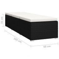 Градински шезлонги с маса за чай, 3 части, полиратан, черни
