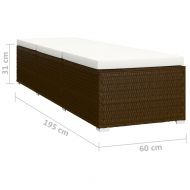 Градински шезлонги с маса за чай, 3 части, полиратан, кафяви