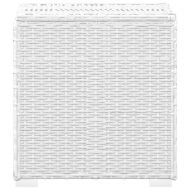 Градински шезлонги с маса за чай, 3 части, полиратан, бели