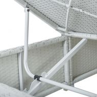 Градински шезлонги с маса за чай, 3 части, полиратан, бели