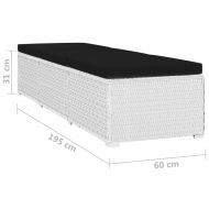 Градински шезлонги с маса за чай, 3 части, полиратан, бели