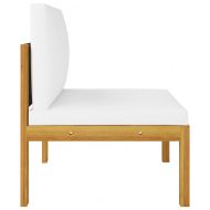 Градински комплект с възглавници, 10 части, кремаво дърво, акация и въже