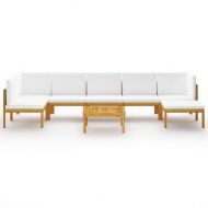 Градински комплект с възглавници, 8 части, кремав, 63x63 см