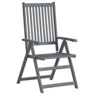 Градински комплект за хранене от 5 части (150-200) x 100 см, масивна акациева дървесина, сив