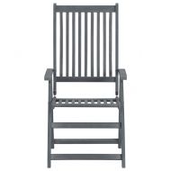 Градински комплект за хранене от 5 части (150-200) x 100 см, масивна акациева дървесина, сив