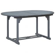 Градински комплект за хранене от 5 части (150-200) x 100 см, масивна акациева дървесина, сив
