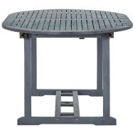 Градински комплект за хранене от 5 части (150-200) x 100 см, масивна акациева дървесина, сив