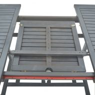 Градински комплект за хранене от 5 части (150-200) x 100 см, масивна акациева дървесина, сив