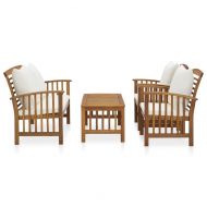 Градински комплект с възглавници, 4 части, акациево дърво масив