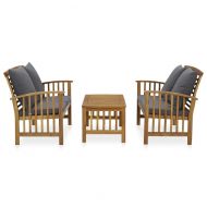 Градински комплект с възглавници, 3 части, акациево дърво масив