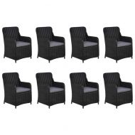 Градински трапезен комплект, 9 части, полиратан, черен