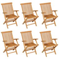 Градински трапезен комплект, 7 части, тиково дърво масив