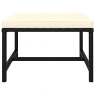 Градински комплект с възглавници, 7 части, черен полиратан