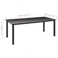 Градински трапезен комплект, 7 части, черен