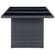 Градински комплект с възглавници, 7 части, тъмносив полиратан