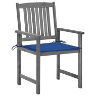 Градински столове с възглавници, 4 бр, сиви, акация масив