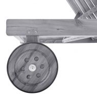 Градински шезлонг с шалте, сив, акациево дърво масив