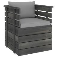 Градински фотьойл с възглавници, борова дървесина