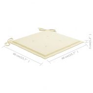 Градински столове с кремави възглавници 3 бр тиково дърво масив