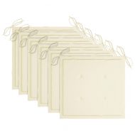 Градински столове с кремави възглавници 6 бр тиково дърво масив