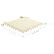 Градински столове с кремави възглавници 4 бр тиково дърво масив