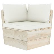 Градински палетен ъглов диван с възглавници, импрегниран смърч