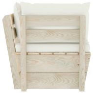 Градински палетен ъглов диван с възглавници, импрегниран смърч