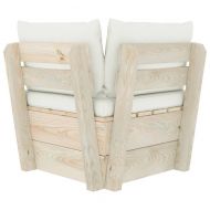 Градински палетен ъглов диван с възглавници, импрегниран смърч